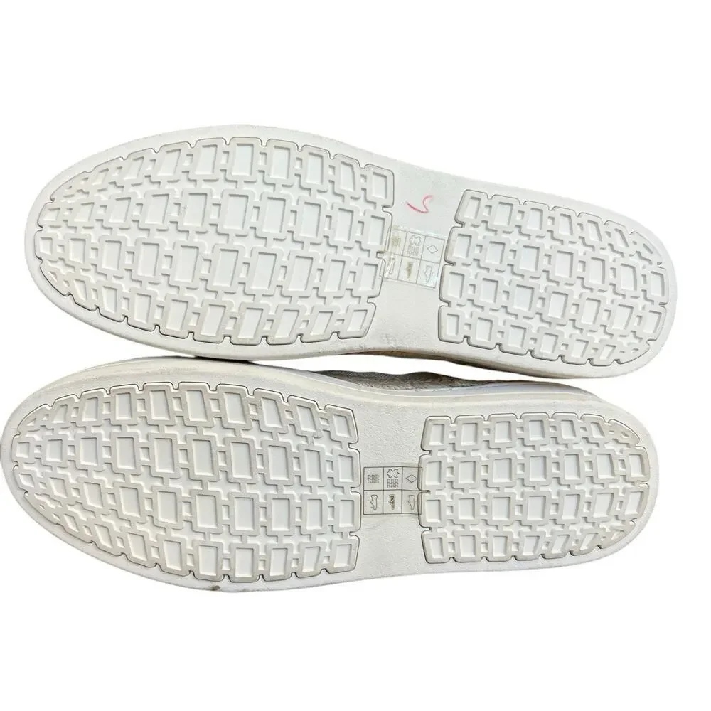 Jack Rogers Canvas Mia Metallic Gold White Tan Platform Sneakers 9.5 Espadrille